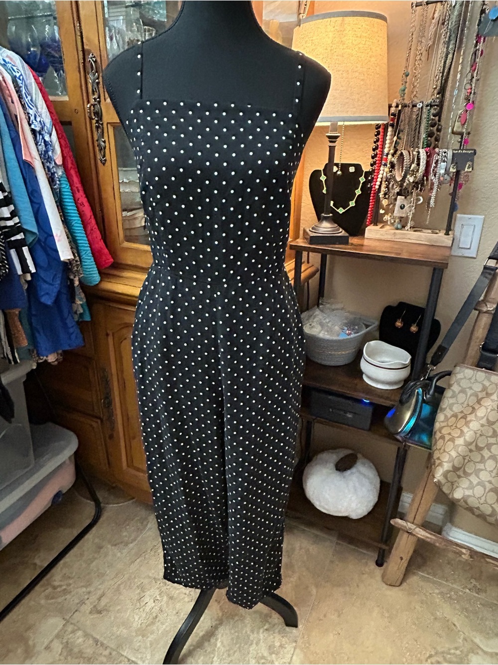 Old Navy Black Polka Dot Midi Dress